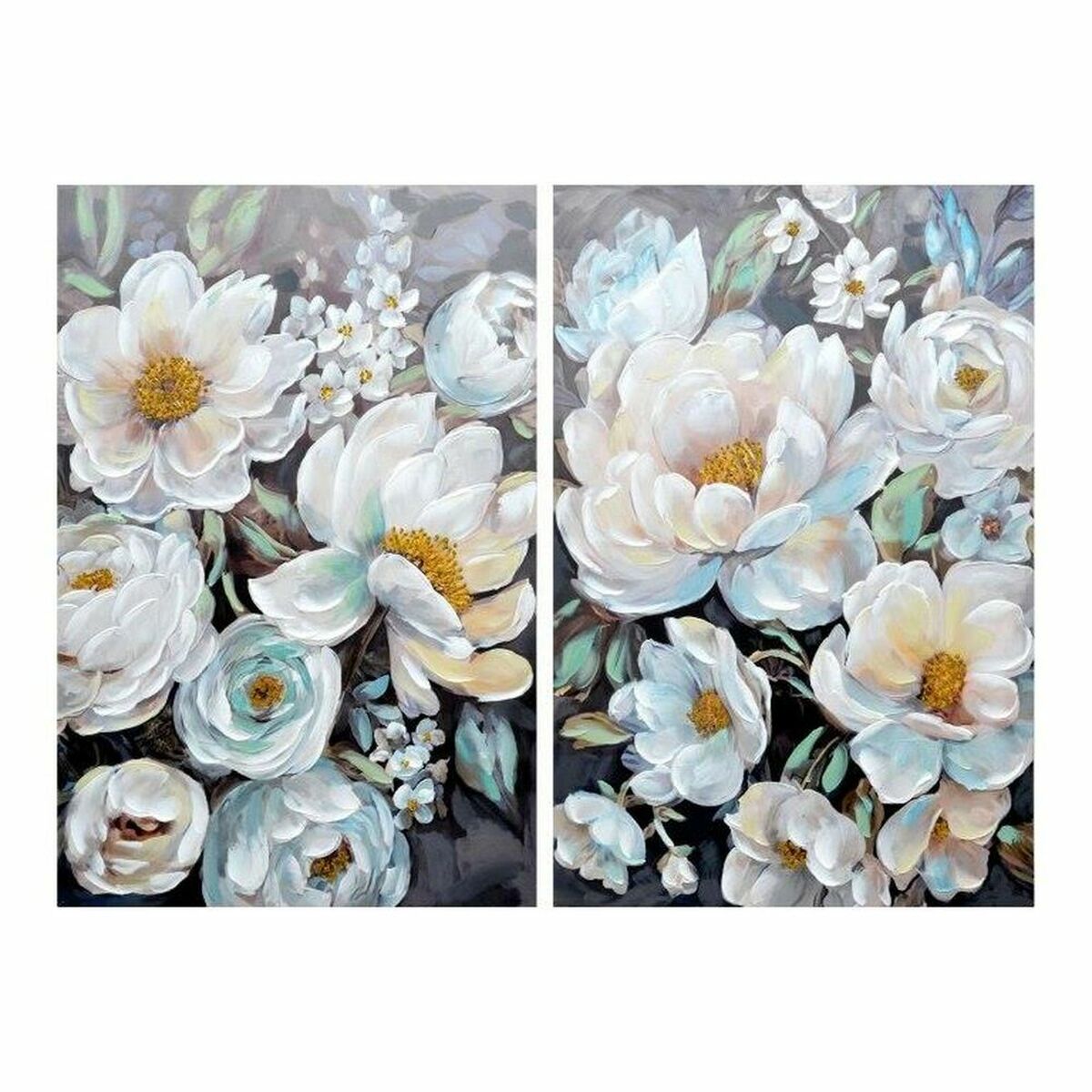 Tavla DKD Home Decor Virágok 80 x 3 x 120 cm Romantisk (2 antal) - 3