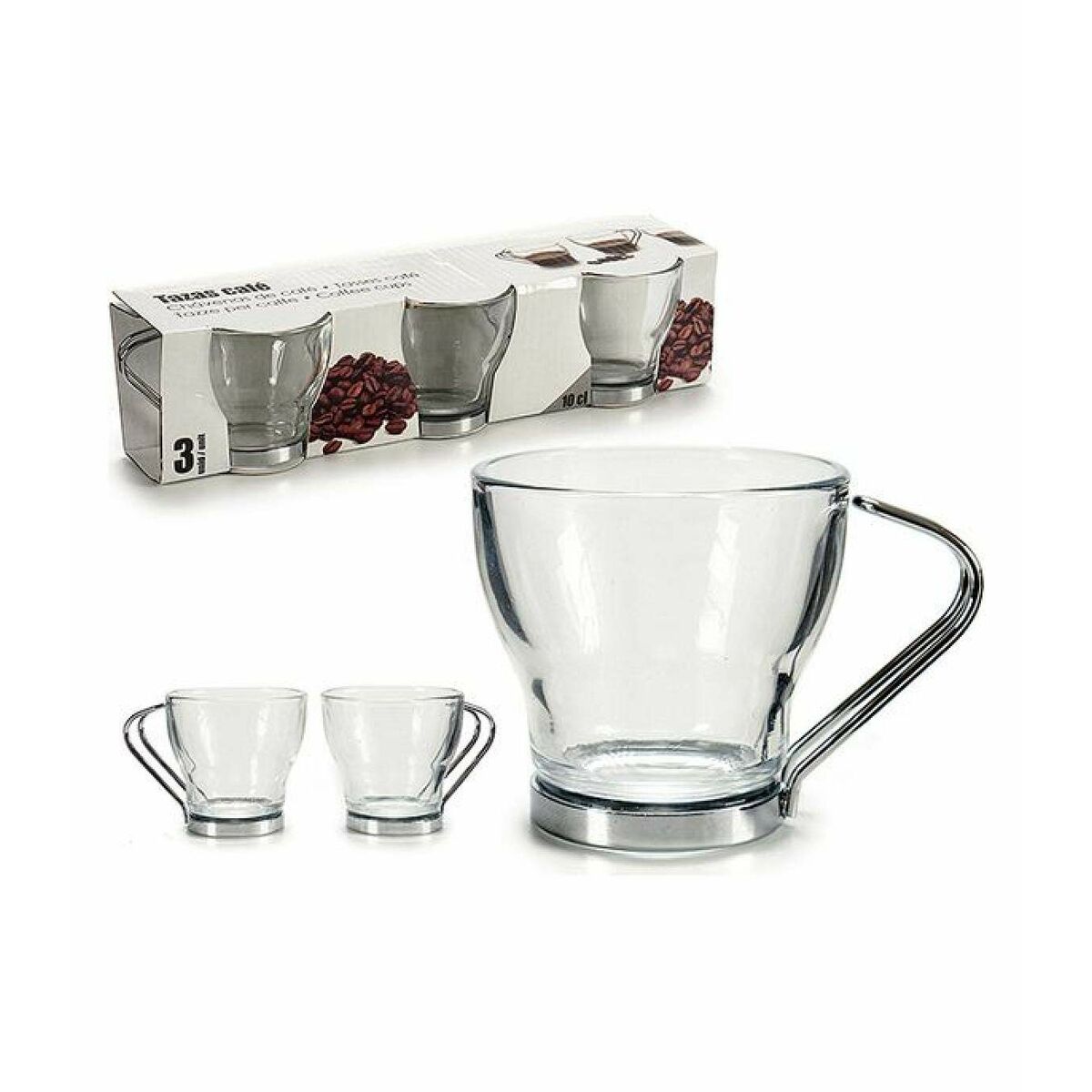 Set med kaffekoppar Silvrig Metall Transparent Glas 24 antal - 2