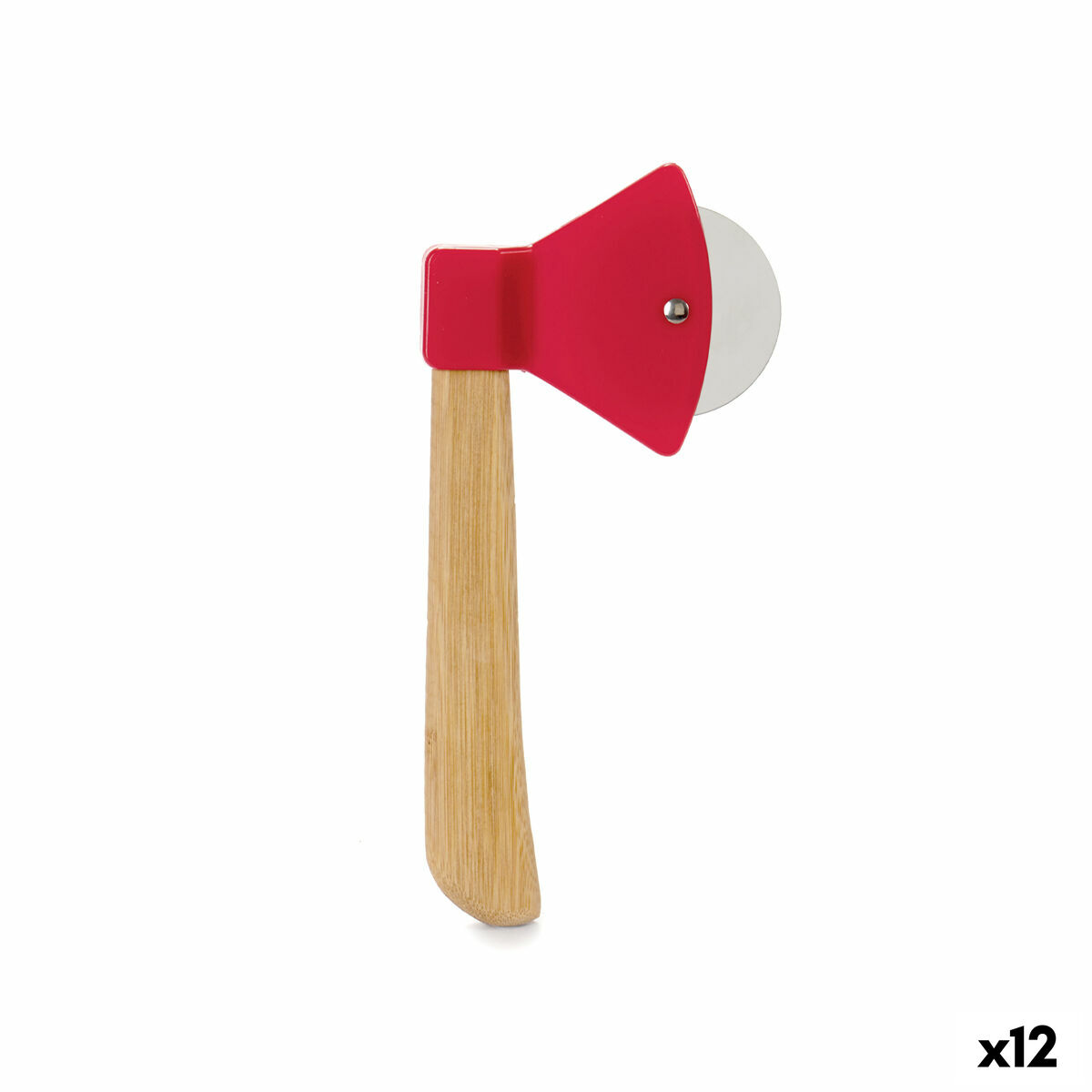 Pizzakniv Yxa Röd Brun Rostfritt stål Bambu polypropen (21,7 x 2 x 10 cm) (12 antal)