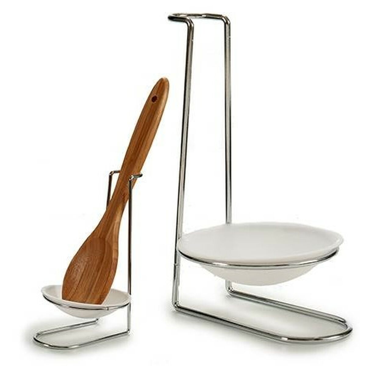 Skedhållare Silvrig Vit polypropen Järn 10 x 18 x 11 cm (24 antal) - 2