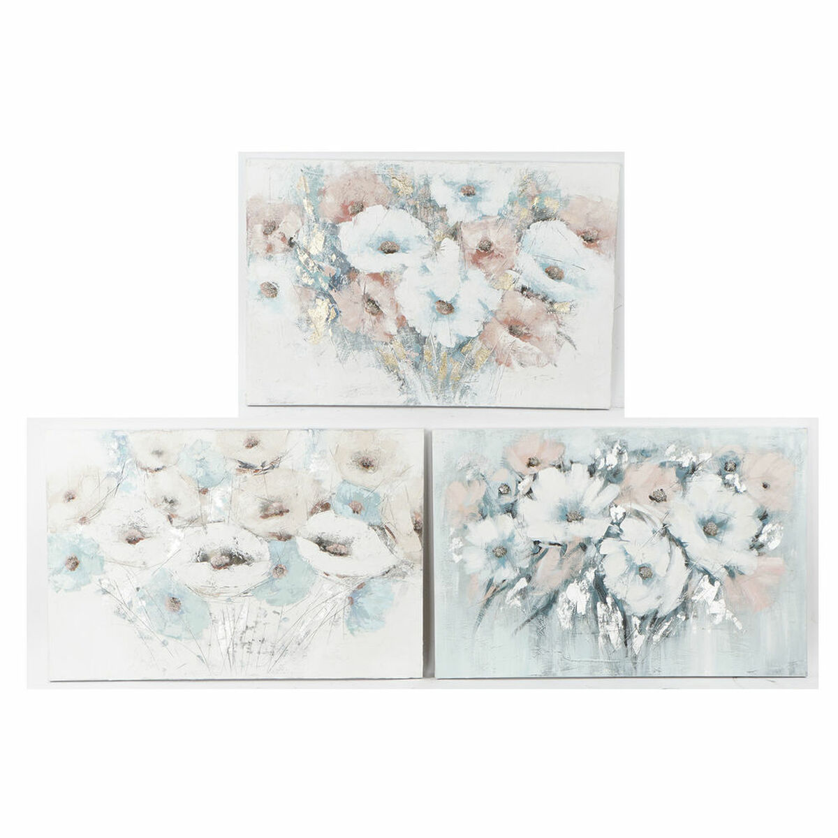 Tavla DKD Home Decor 120 x 3,5 x 80 cm Virágok Shabby Chic (3 Delar) - 4