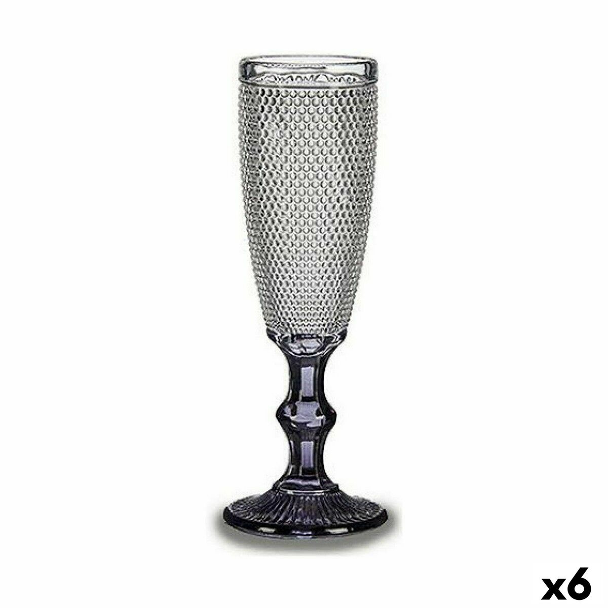 Champagneglas Poäng Transparent Antracitgrå Glas 6 antal (185 ml)