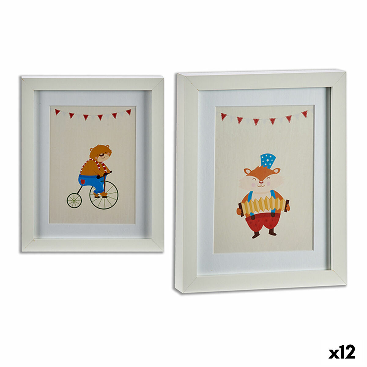 Tavla Cirkus Trä Vit Glas (23 x 28 x 3 cm) (12 antal)