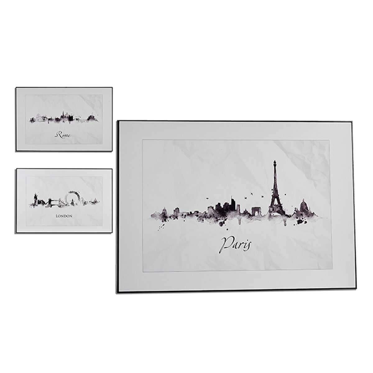 Tavla Stad Svart Vit spånskiva (81,5 x 3 x 121 cm) (3 antal) - 4