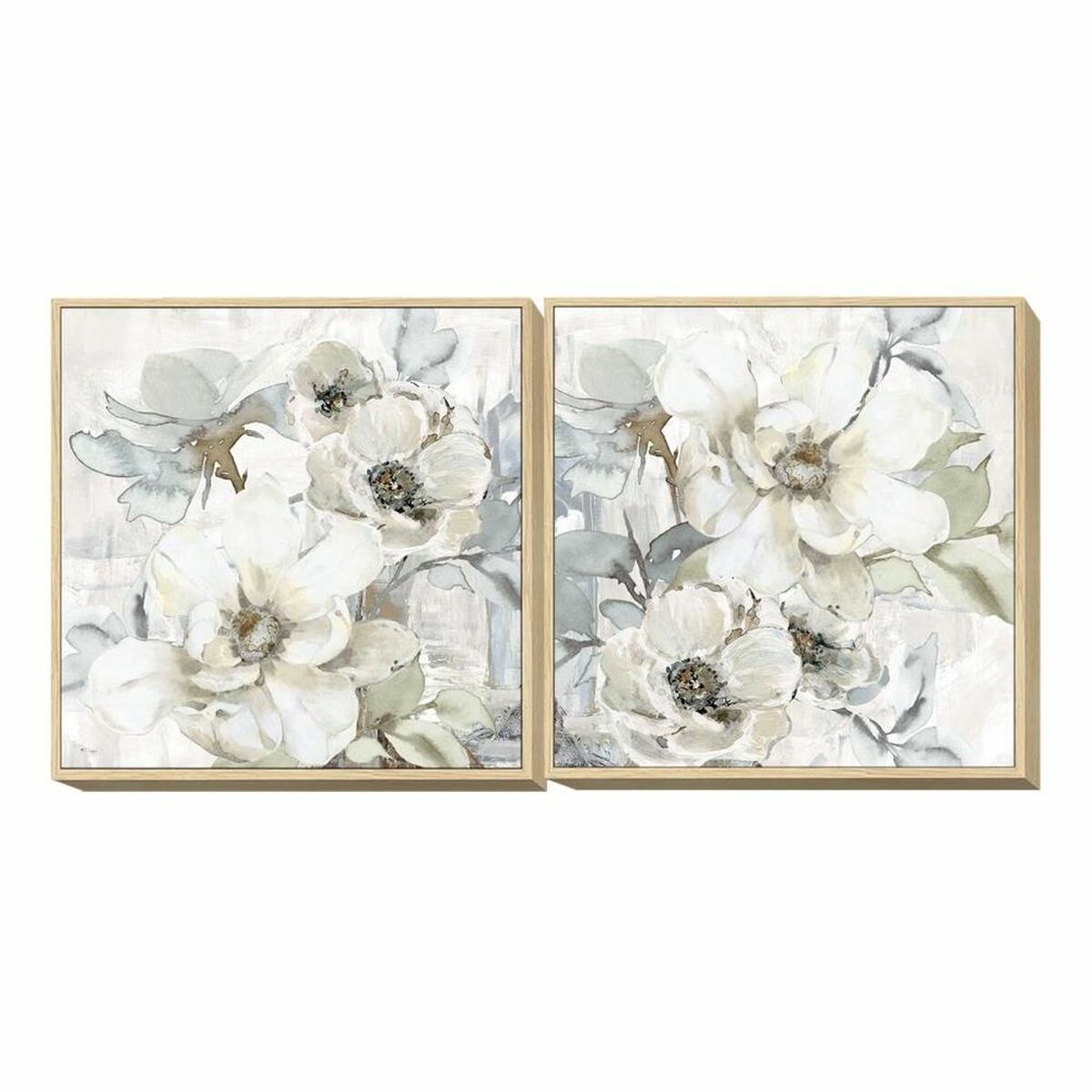 Tavla DKD Home Decor 80 x 4 x 80 cm Virágok Shabby Chic (2 antal) - 2