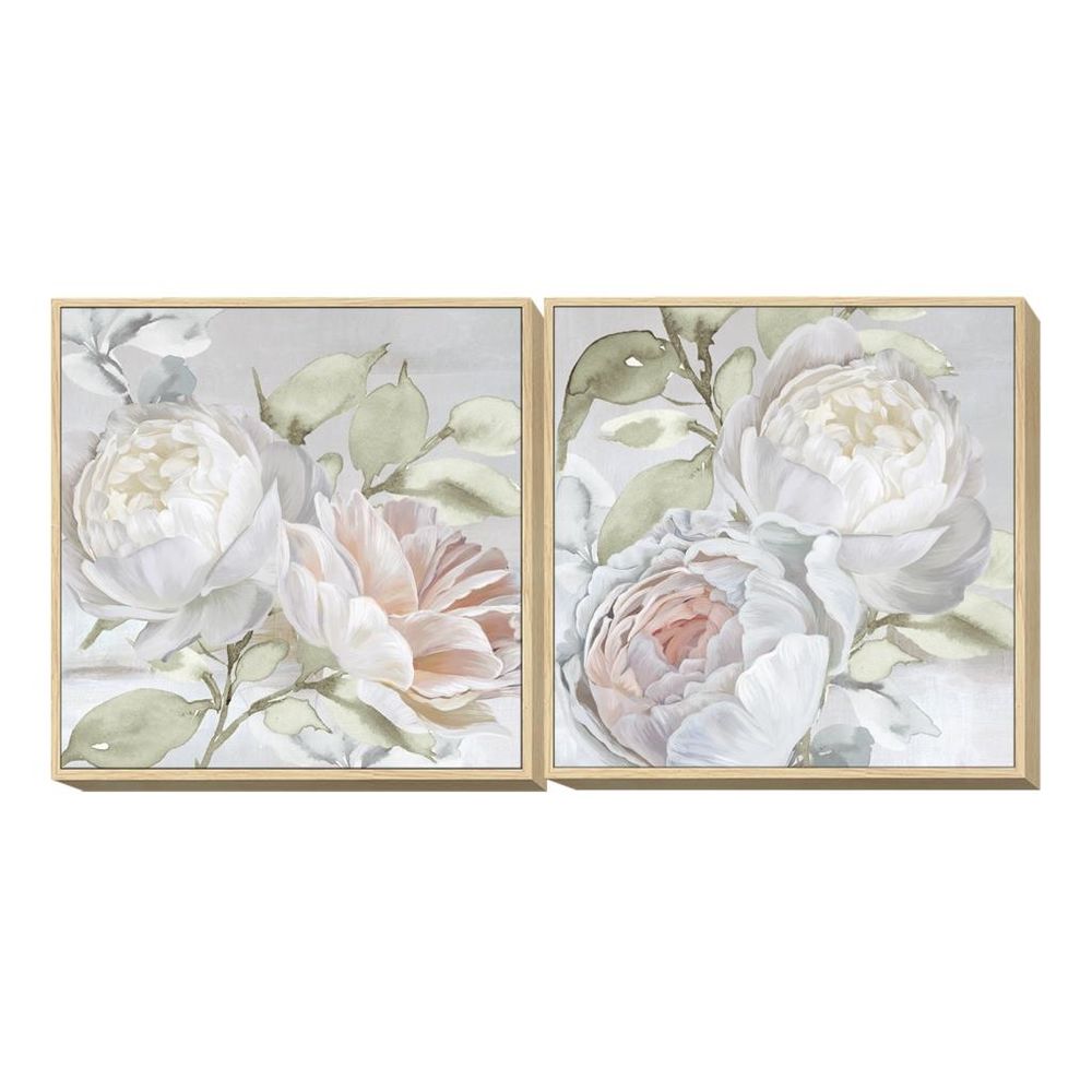 Tavla DKD Home Decor 80 x 4 x 80 cm Virágok Shabby Chic (2 antal)