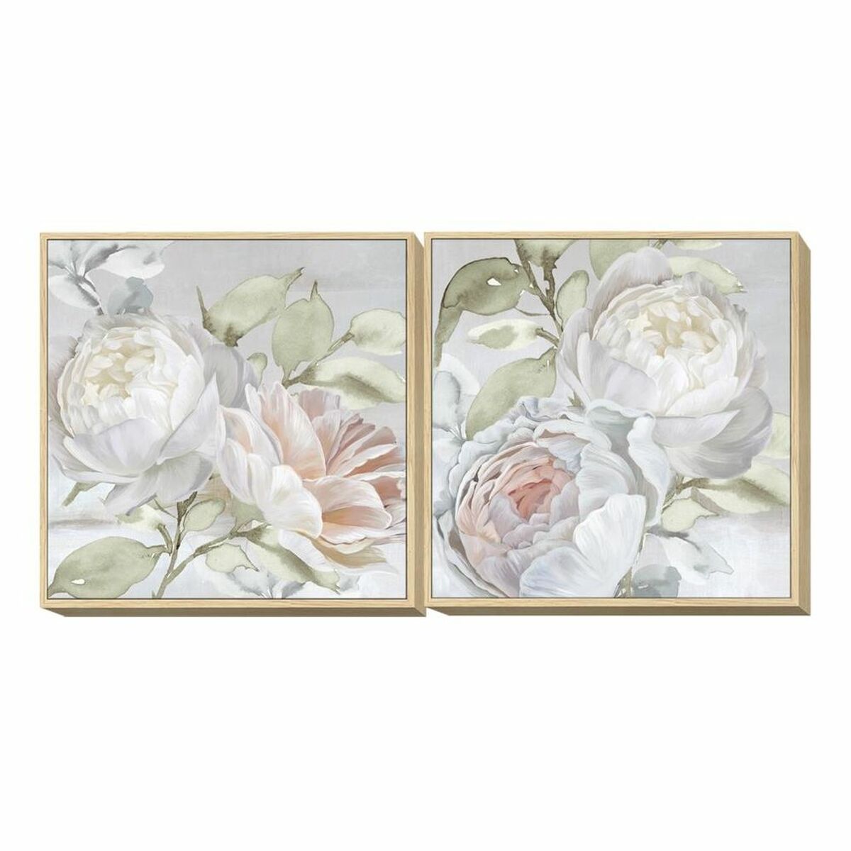 Tavla DKD Home Decor 80 x 4 x 80 cm Virágok Shabby Chic (2 antal) - 2