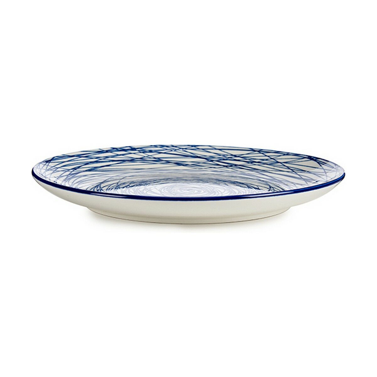 Platt skål Ränder Blå Vit Porslin 24 x 2,8 x 24 cm (6 antal) - 3
