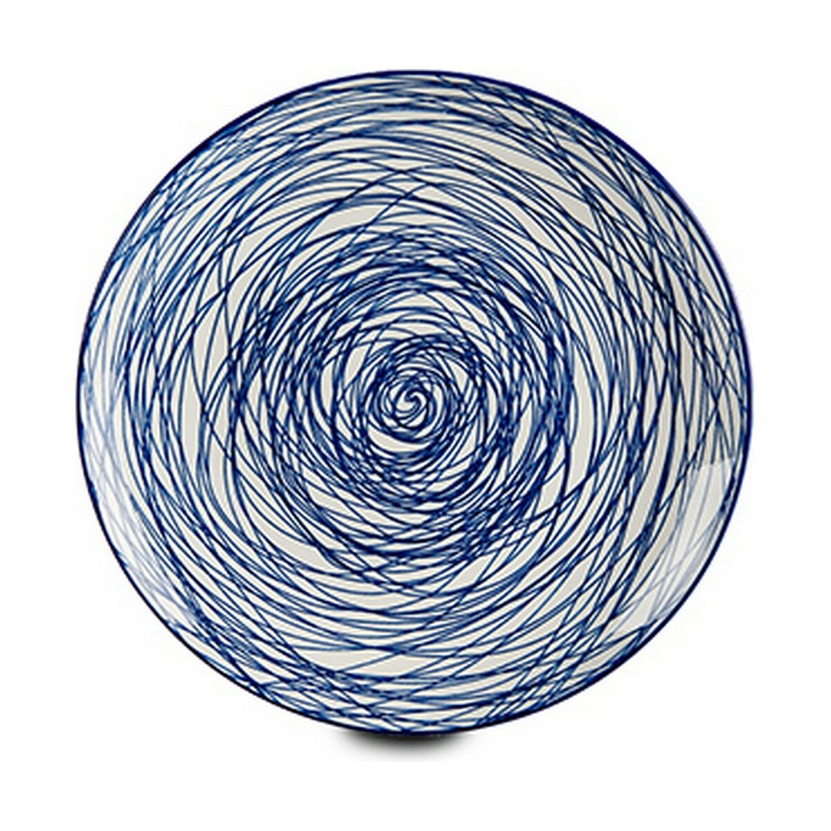 Platt skål Ränder Blå Vit Porslin 24 x 2,8 x 24 cm (6 antal) - 4