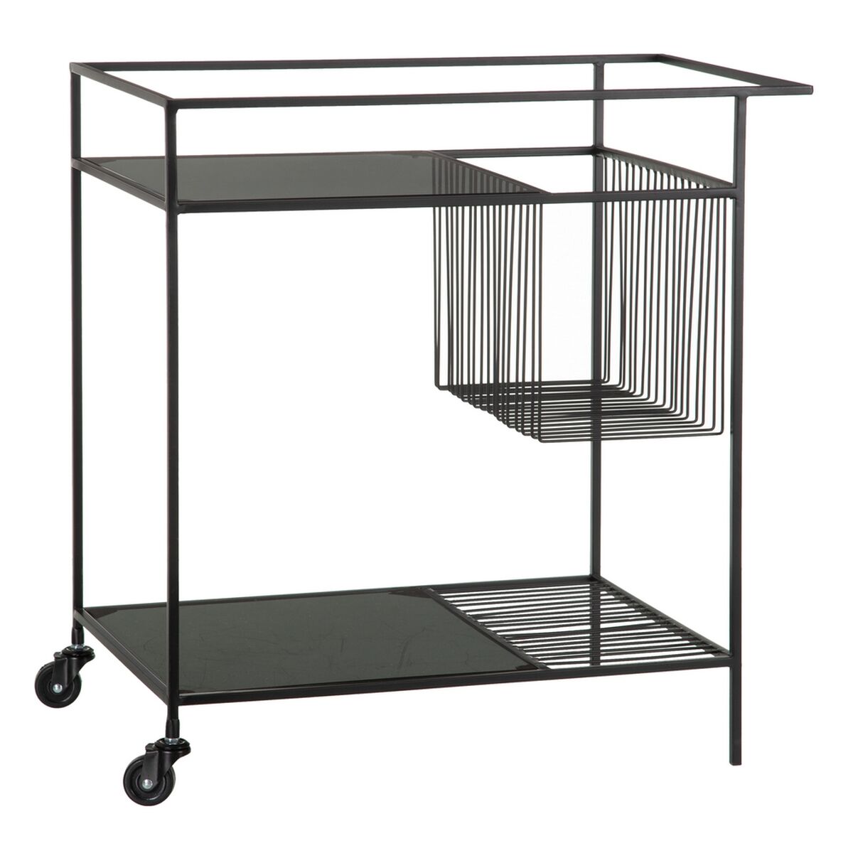 Köksvagn 67 x 40 x 70 cm Glas Svart Metall