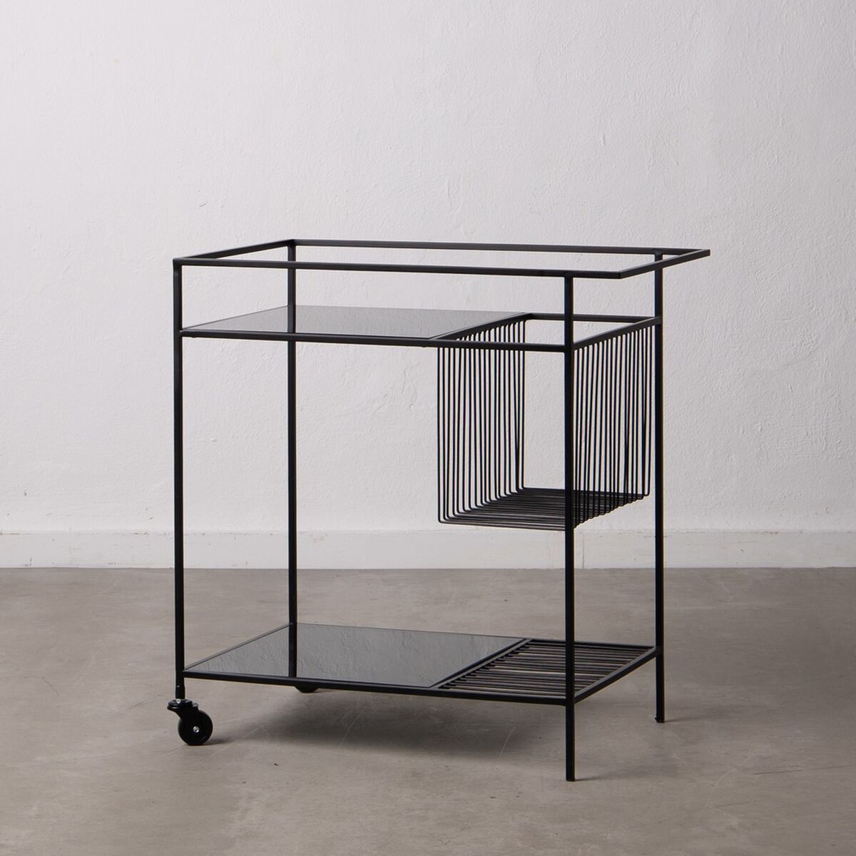 Köksvagn 67 x 40 x 70 cm Glas Svart Metall - 2