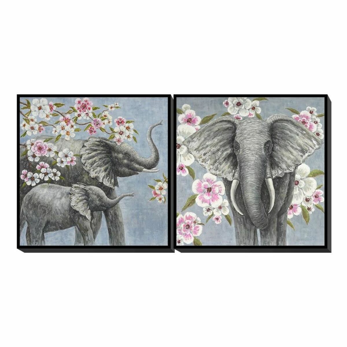 Tavla DKD Home Decor Elefant 100 x 3,5 x 100 cm Kolonial Virágok (2 antal) - 2