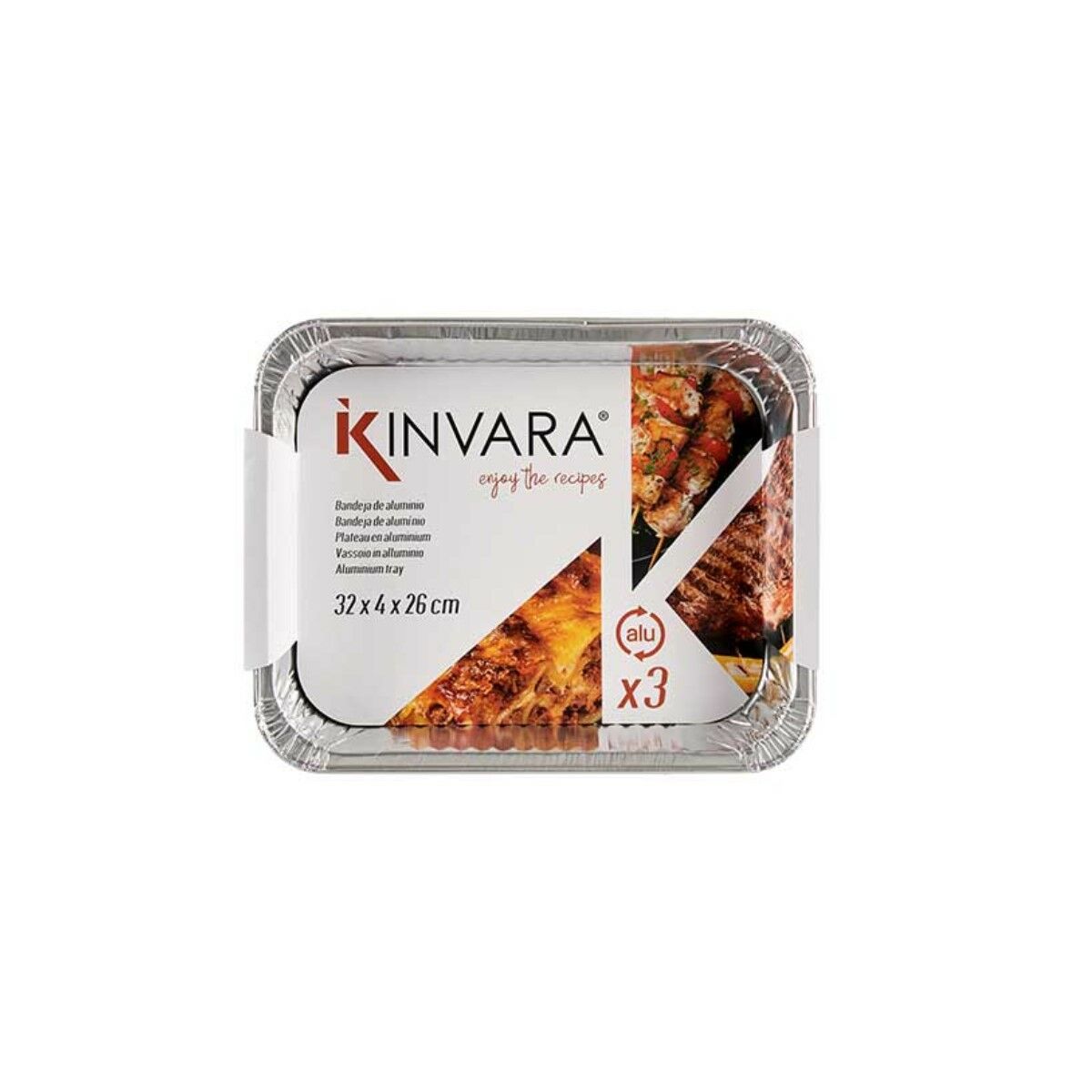 Uppsättning med Brickor Silvrig Aluminium 24 antal (32,5 x 26 x 3,8 cm) - 2