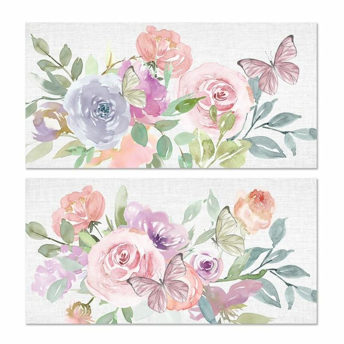Tavla DKD Home Decor 120 x 3 x 60 cm Virágok Shabby Chic (2 antal) - 2