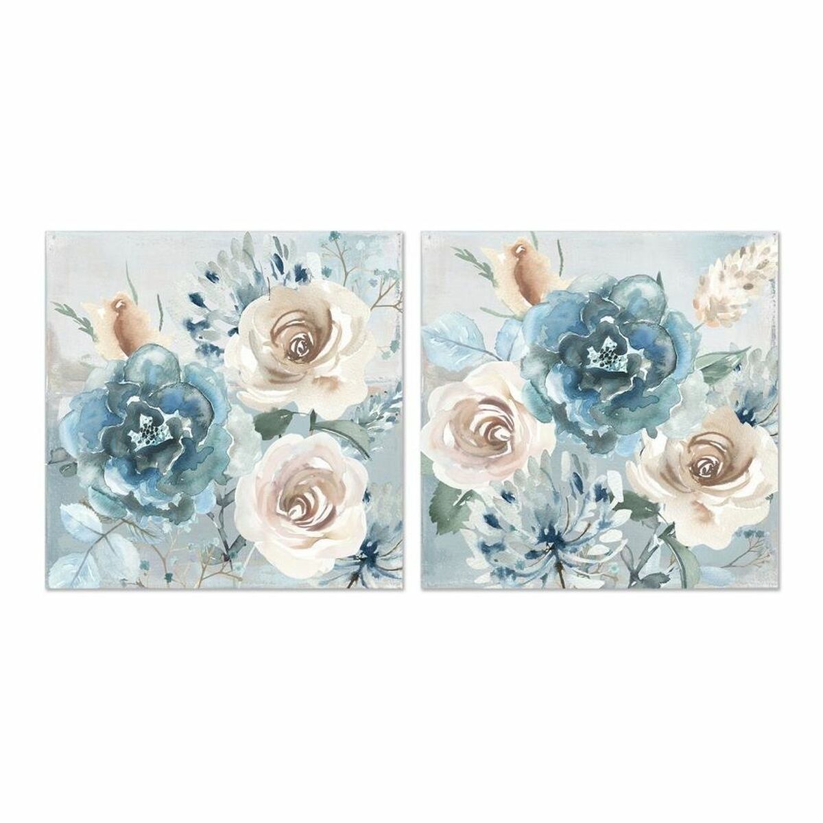 Tavla DKD Home Decor 80 x 3 x 80 cm Virágok Shabby Chic (2 antal) - 2