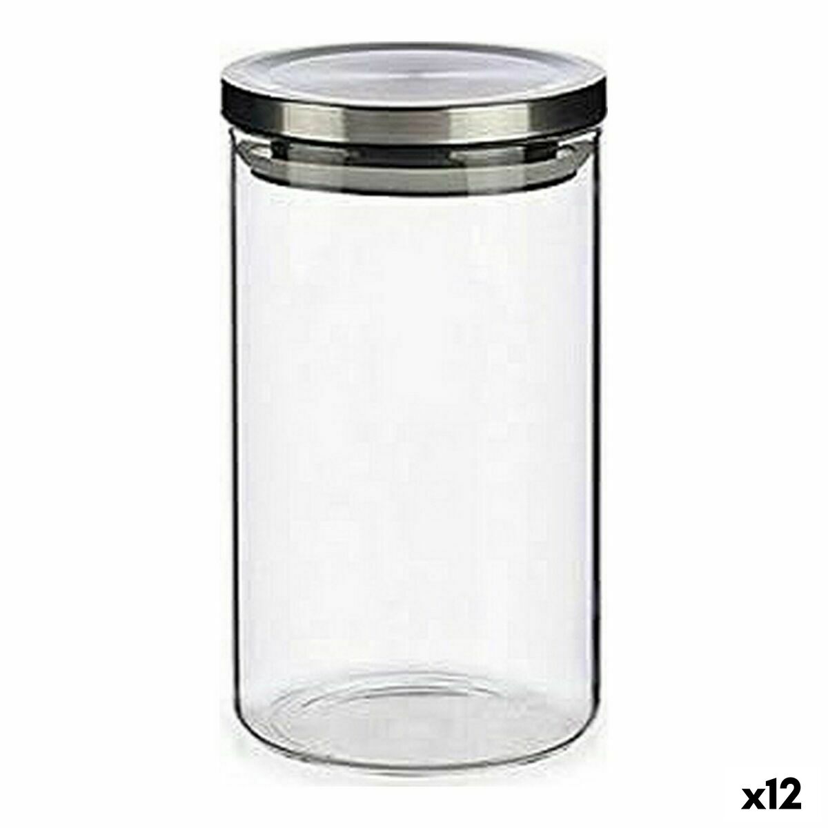 Burk Silvrig Transparent Stål Silikon Glas polypropen (1 L) (10,2 x 18 x 10,2 cm) (12 antal)