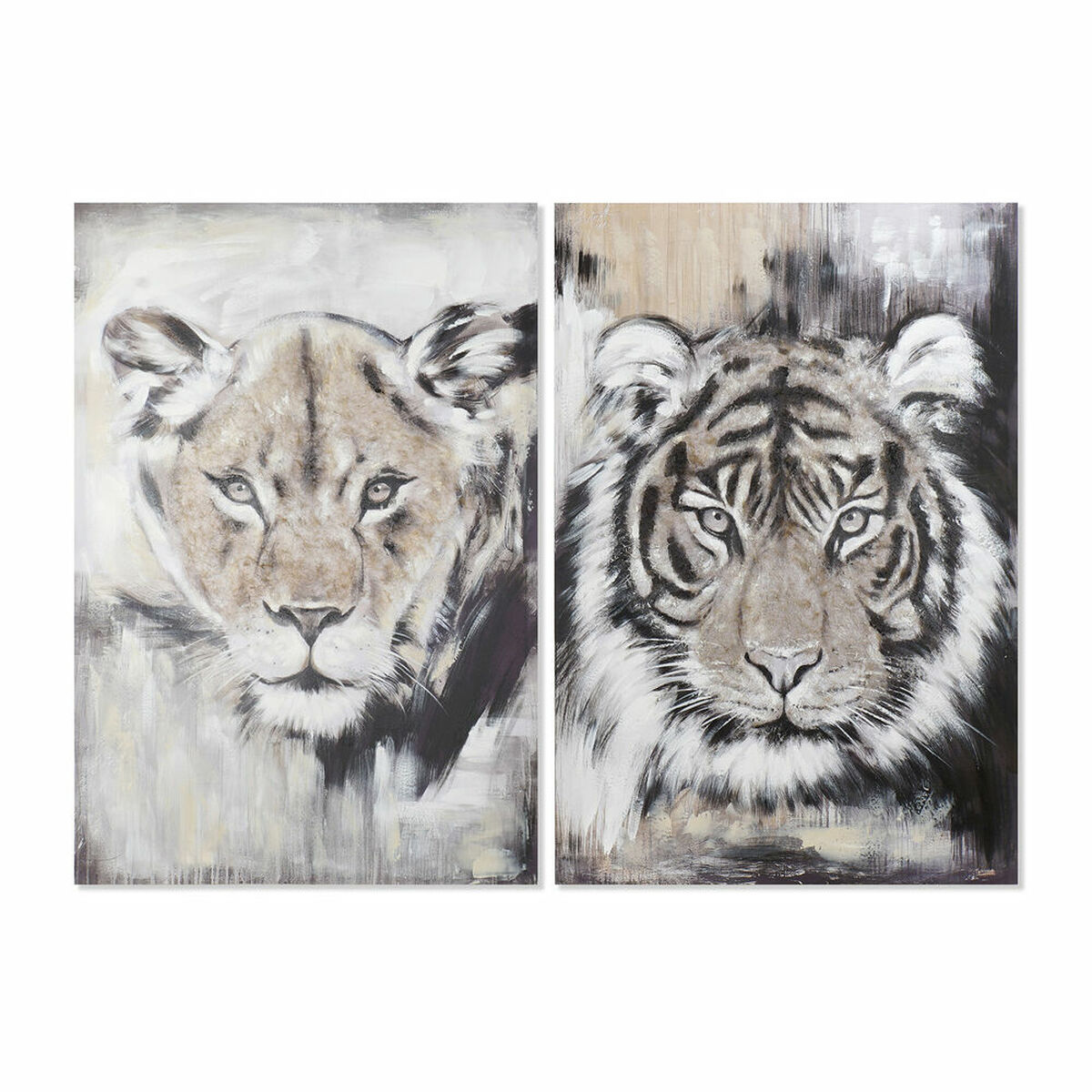 Tavla DKD Home Decor Tiger Kolonial 80 x 3 x 120 cm (2 antal) - 3
