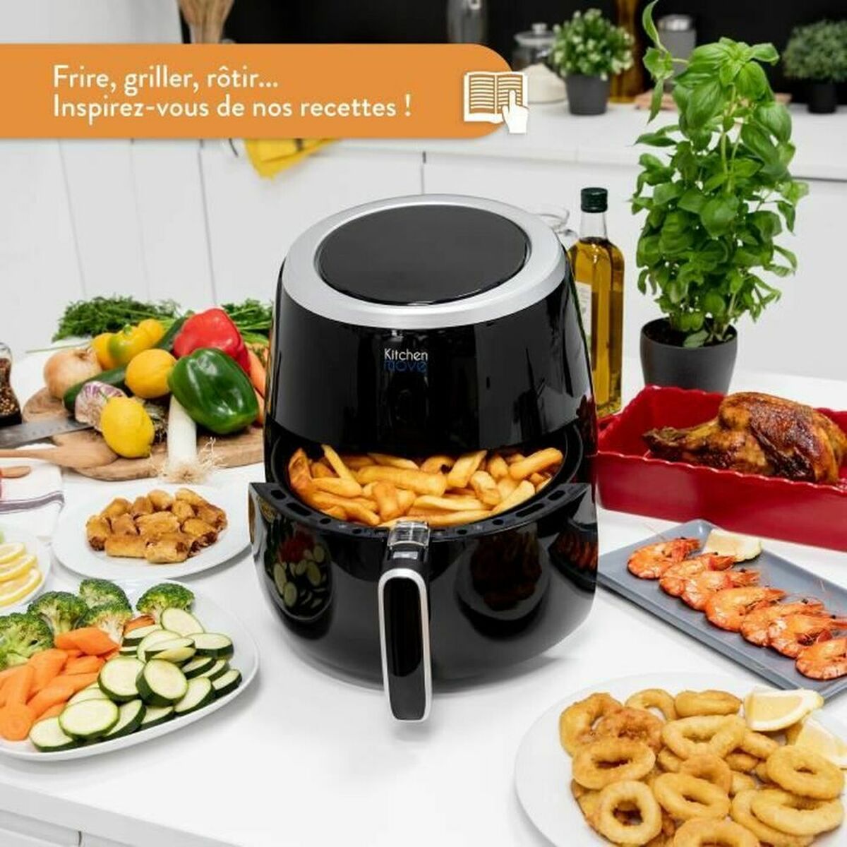 Oljefri Fritös Kitchen Move BAT-25A 2000 W 6,4 L Svart 2000 W - 2