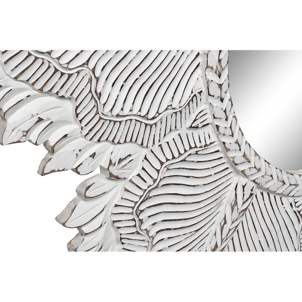 Väggspegel DKD Home Decor ES-161576 Vit Trä MDF Löv av en växt Bali 112 x 2,5 x 112 cm - 2
