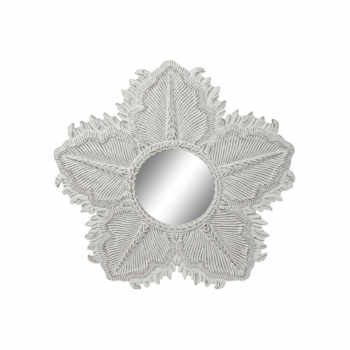 Väggspegel DKD Home Decor ES-161576 Vit Trä MDF Löv av en växt Bali 112 x 2,5 x 112 cm - 5