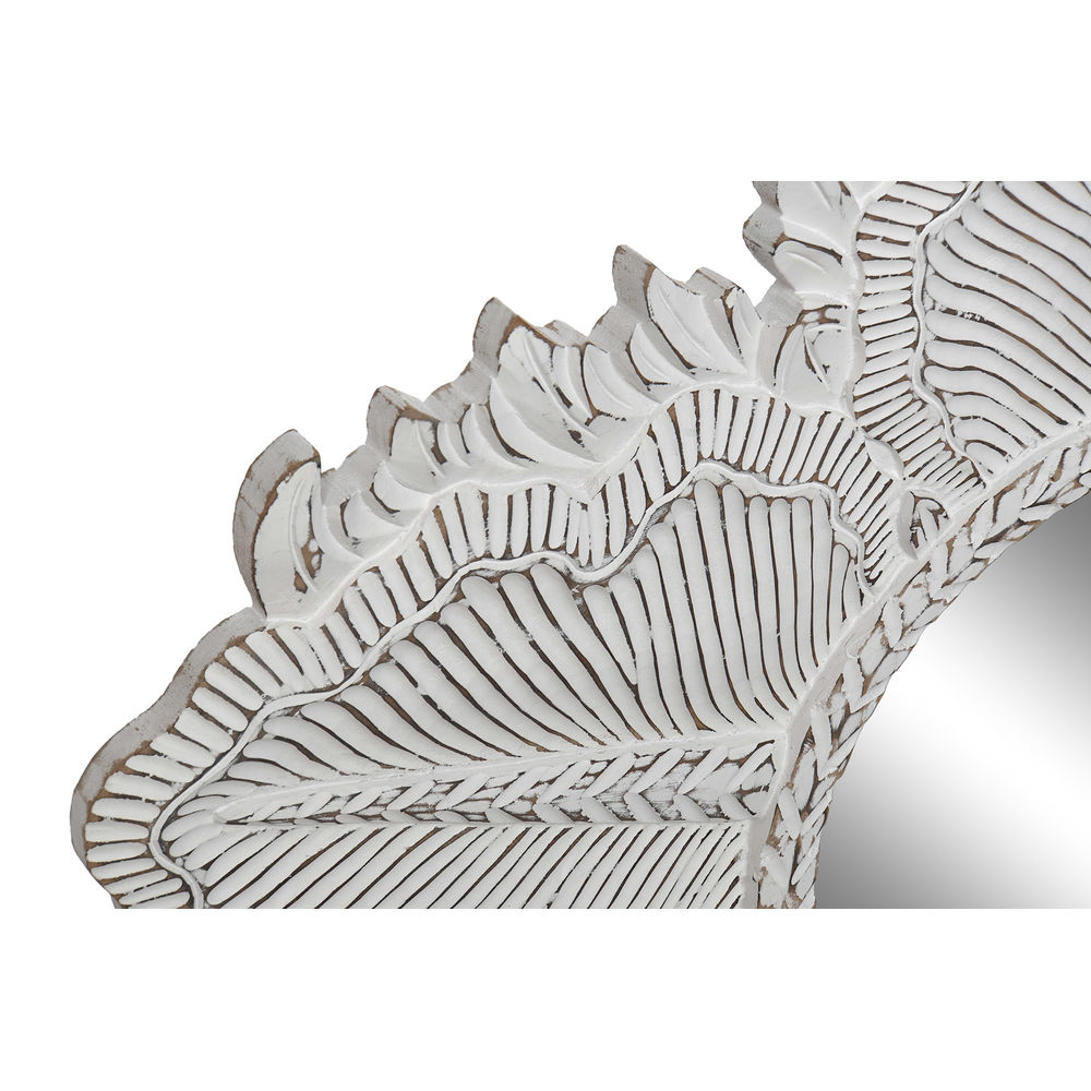 Väggspegel DKD Home Decor ES-161576 Vit Trä MDF Löv av en växt Bali 112 x 2,5 x 112 cm - 4