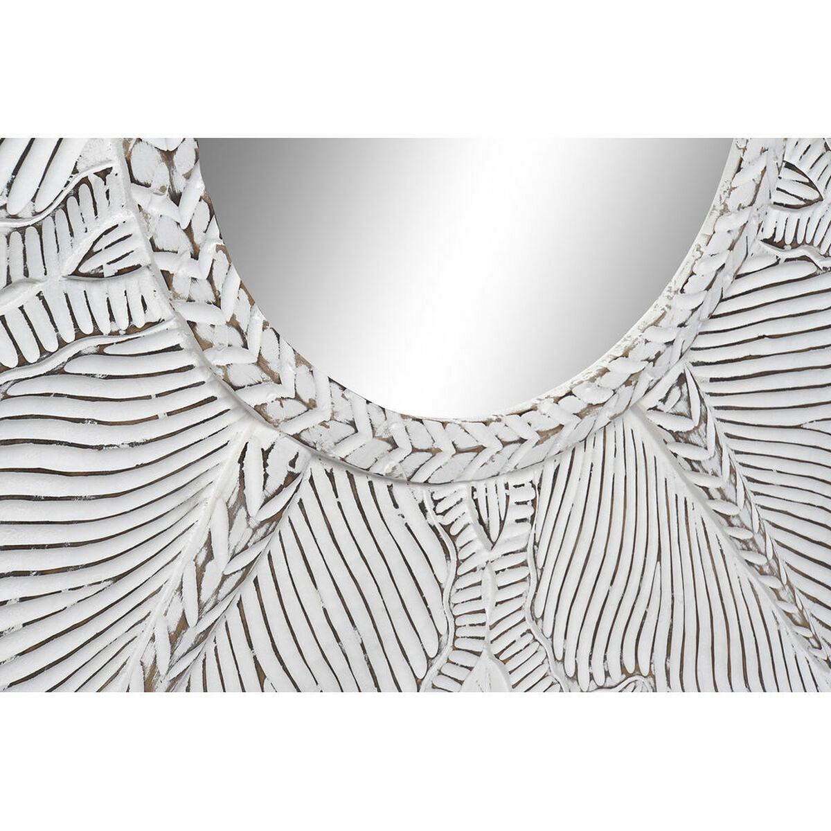 Väggspegel DKD Home Decor ES-161576 Vit Trä MDF Löv av en växt Bali 112 x 2,5 x 112 cm - 7
