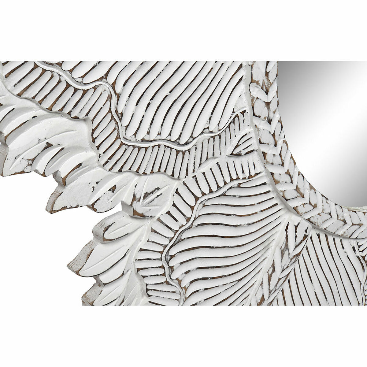Väggspegel DKD Home Decor ES-161576 Vit Trä MDF Löv av en växt Bali 112 x 2,5 x 112 cm - 6
