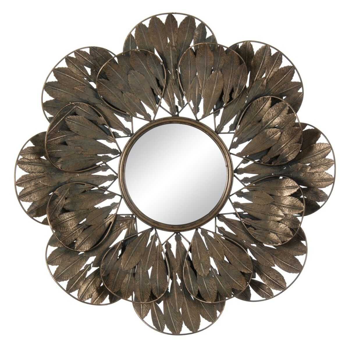 Väggspegel 69 x 6,5 x 69 cm Glas Gyllene Metall