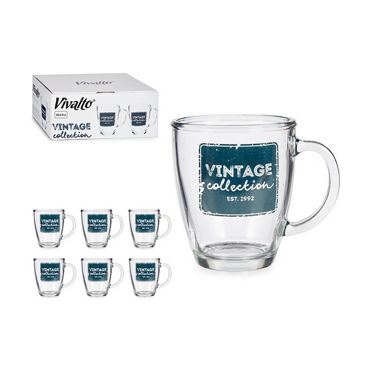 Mugg Vintage Transparent Glas 6 antal (320 ml) - 3