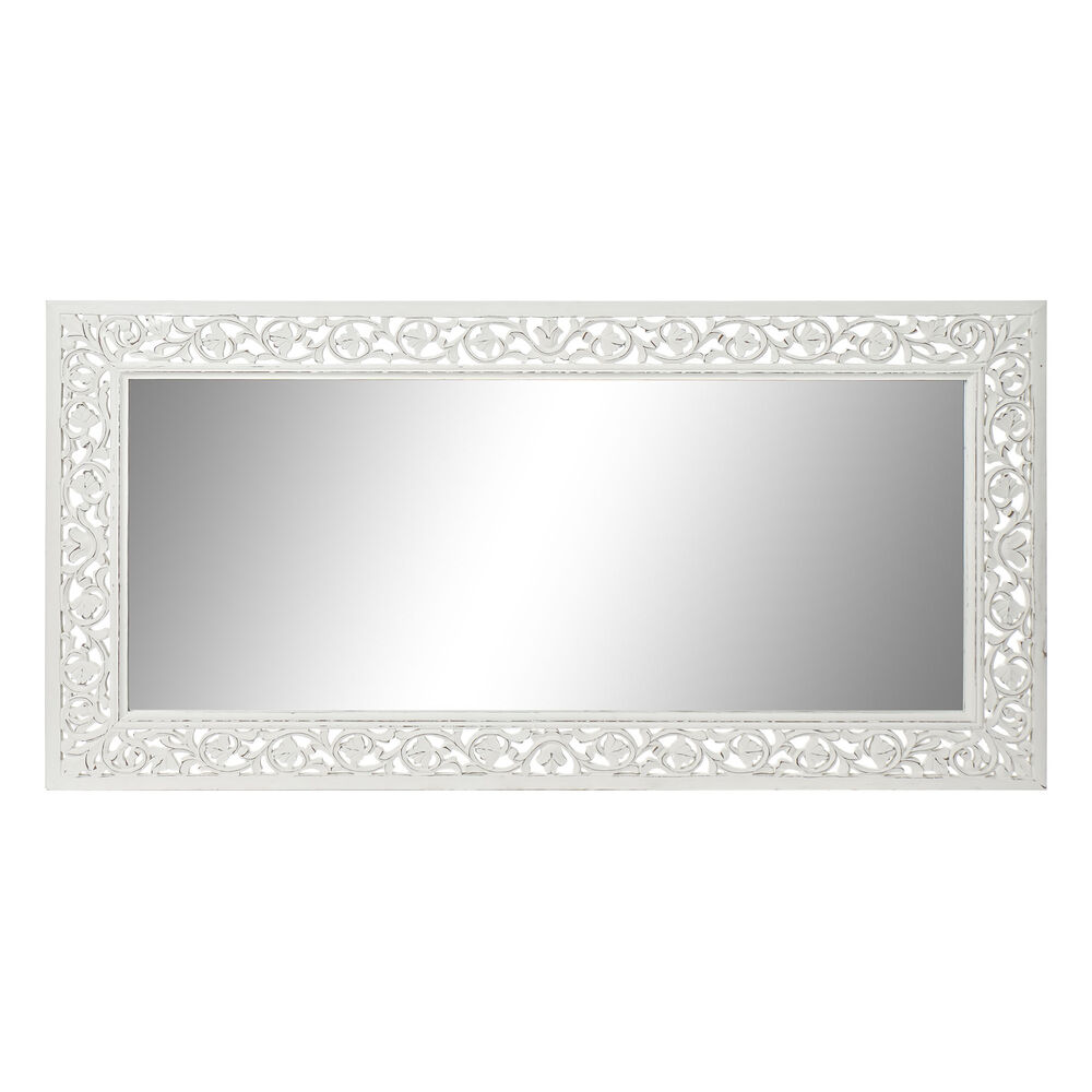 Väggspegel DKD Home Decor 160 x 2,5 x 80 cm Glas Vit Indier Trä MDF