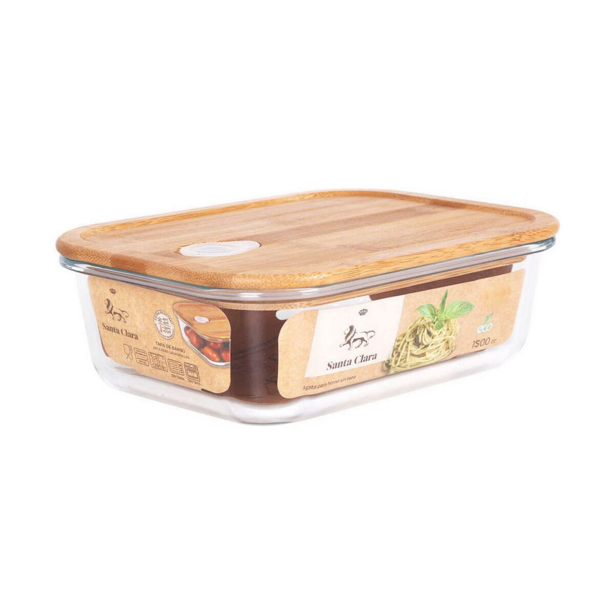Hermetisk matlåda Santa Clara Bambu 1,5 L 23 x 17,5 x 7,5 cm - 2