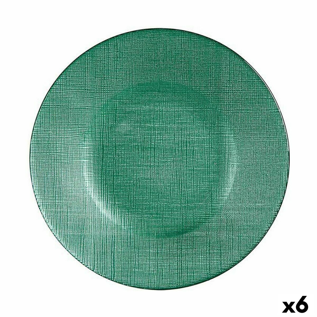 Platt skål Grön Glas 21 x 2 x 21 cm (6 antal)