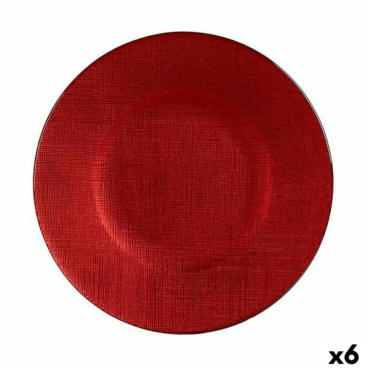 Platt skål Röd Glas 21 x 2 x 21 cm (6 antal)