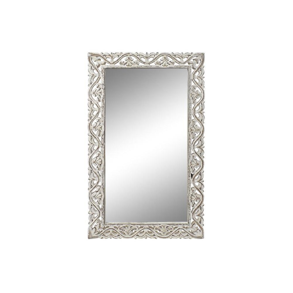 Väggspegel DKD Home Decor Vit Glas Mangoträ Indier Avskalad 61 x 3 x 105 cm