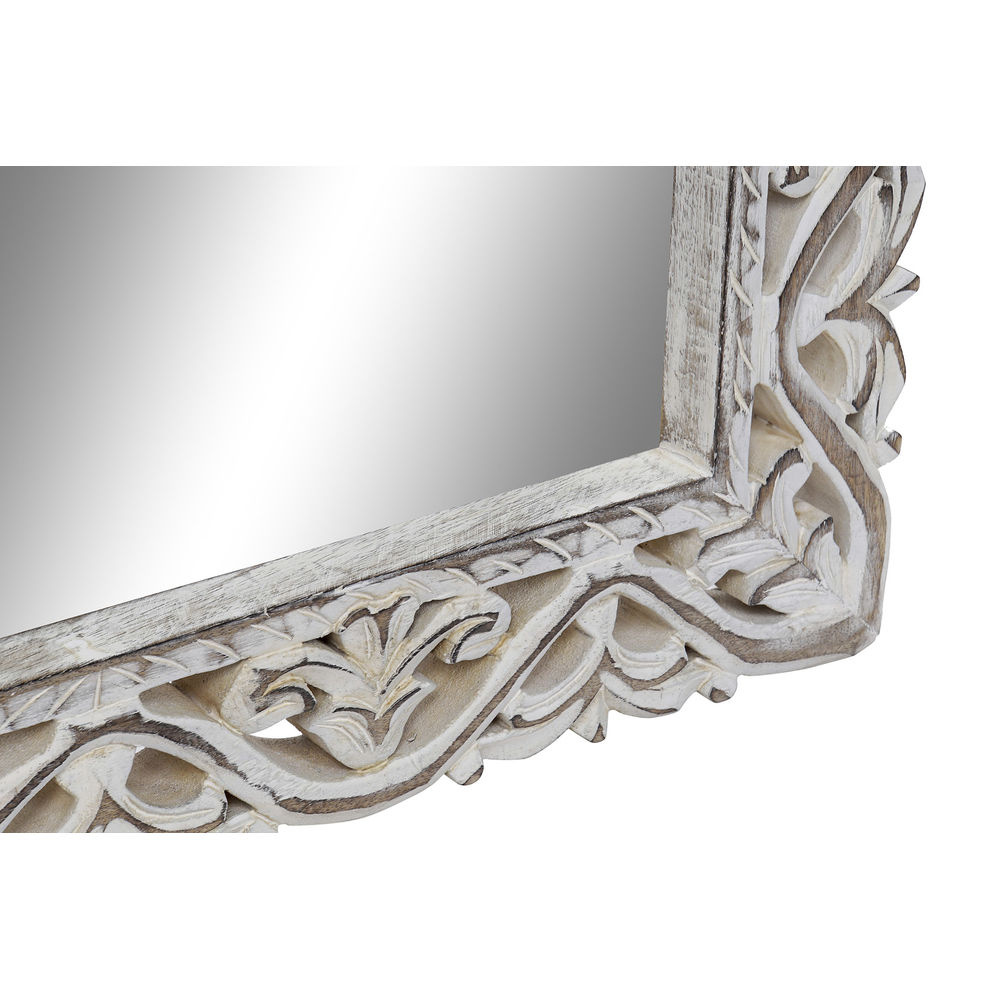 Väggspegel DKD Home Decor Vit Glas Mangoträ Indier Avskalad 61 x 3 x 105 cm - 2
