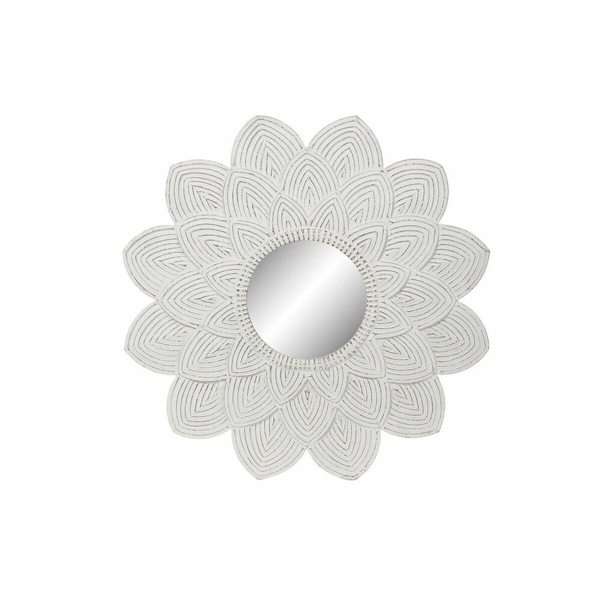 Väggspegel DKD Home Decor 8424001849970 Blomster Glas Vit Trä MDF Avskalad (120 x 2,5 x 120 cm) - 4