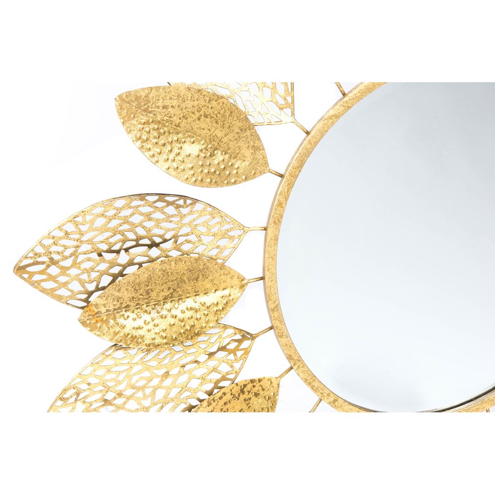 Väggspegel DKD Home Decor Multicolour Gyllene Metall Glas Löv av en växt 91 x 3,5 x 91 cm - 3