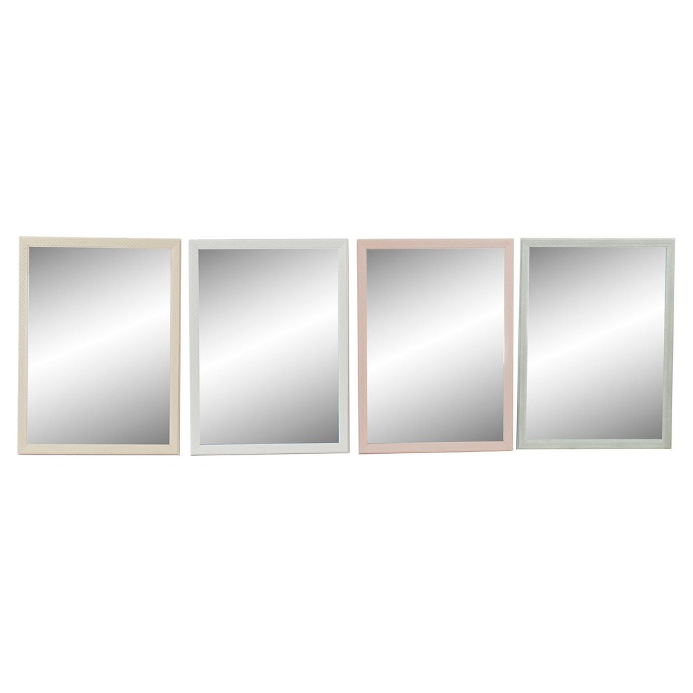 Väggspegel DKD Home Decor 56 x 2 x 76 cm Glas Beige Rosa Vit Grön polystyren Urban (4 Delar) - 2