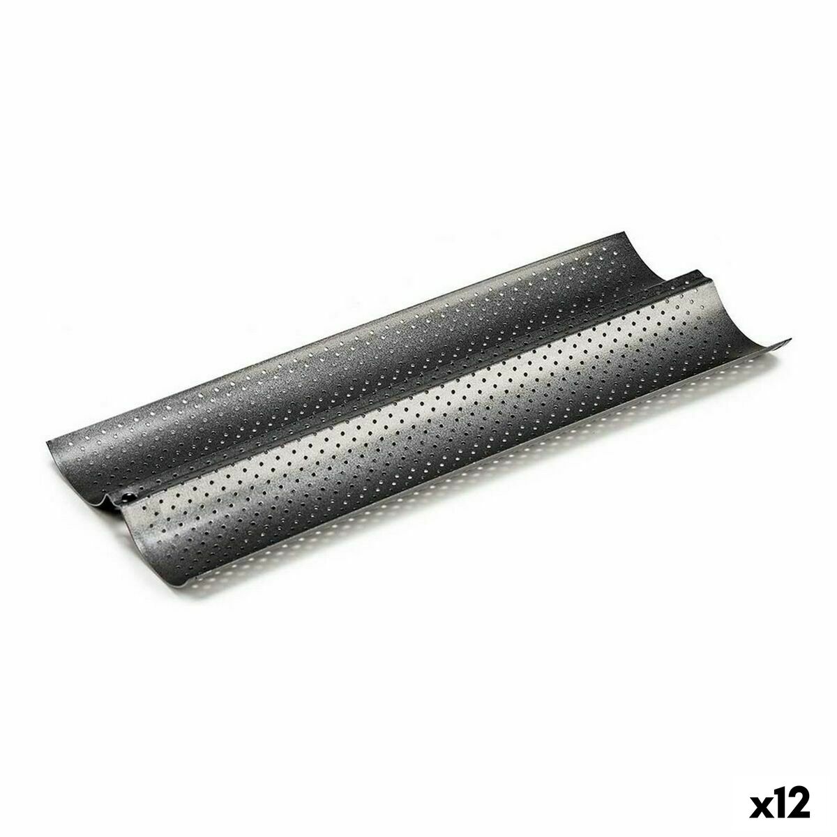 Bricka Bröd Metall Mörkgrå Kolstål (16 x 2,5 x 38 cm) (12 antal)