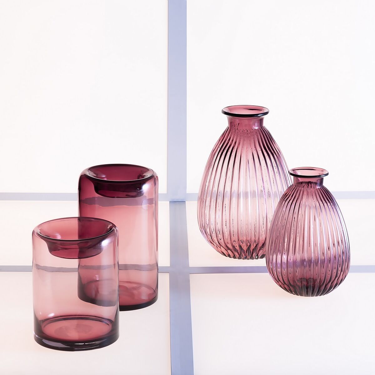 Vas Glas 15 x 15 x 25 cm Malva-färg - 3