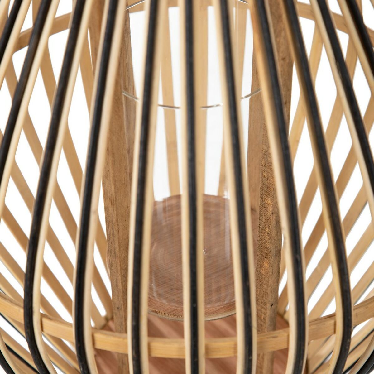 Lykta Ljusstakar Naturell Svart Bambu 31 x 31 x 41 cm - 3