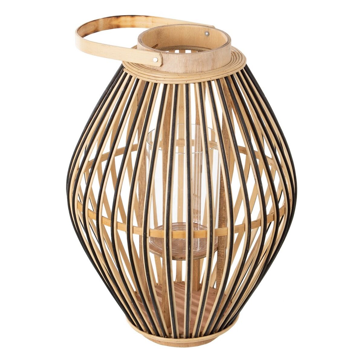 Lykta Ljusstakar Naturell Svart Bambu 31 x 31 x 41 cm