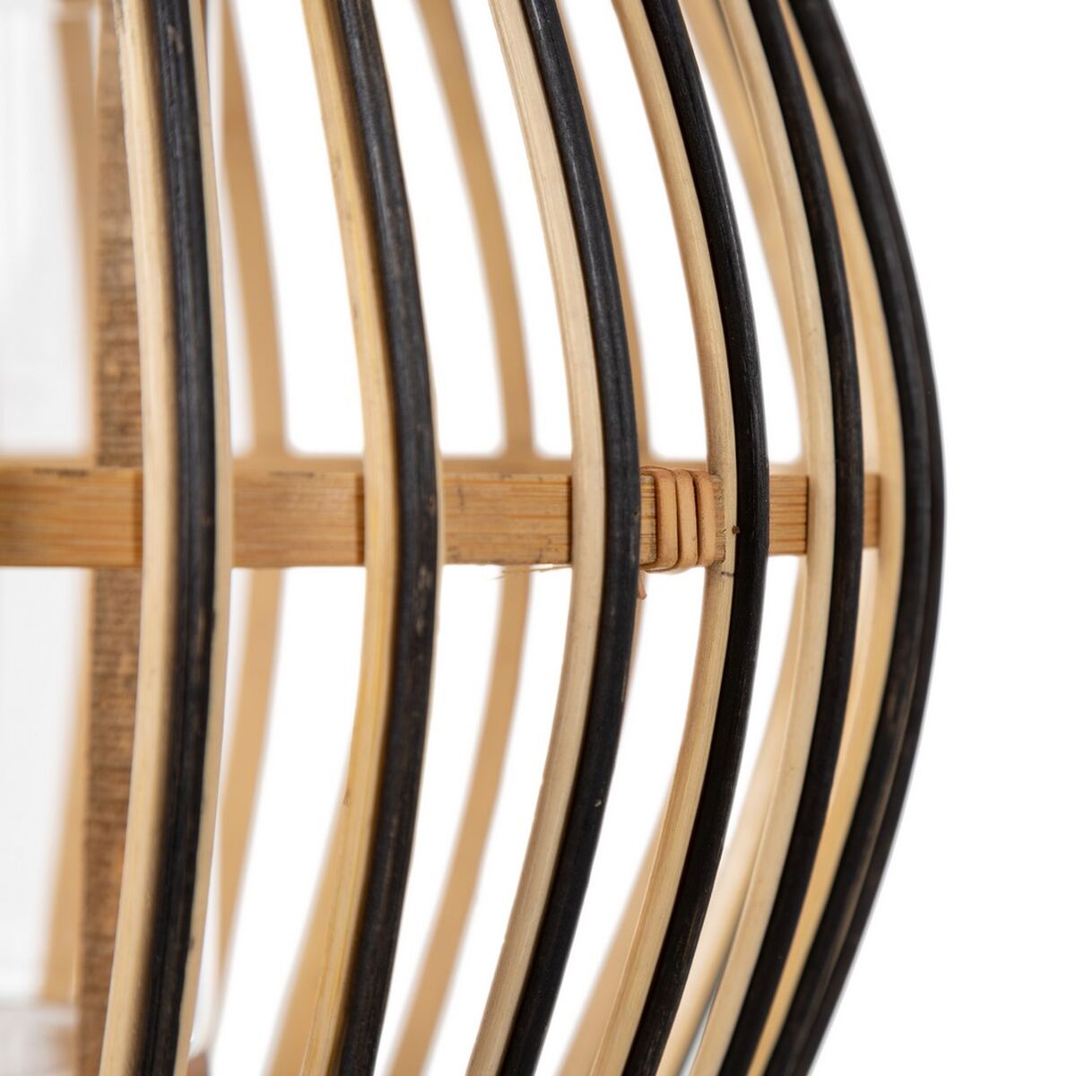 Lykta Ljusstakar Naturell Svart Bambu 31 x 31 x 41 cm - 4