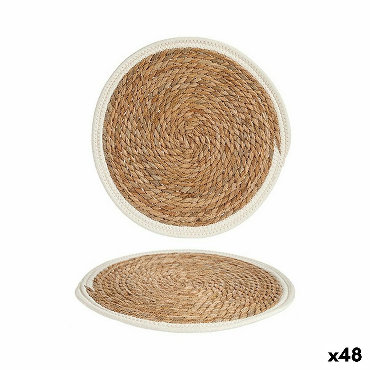 Bordsunderlägg Naturell Vit Naturliga fibrer (35 x 1 x 35 cm) (48 antal)