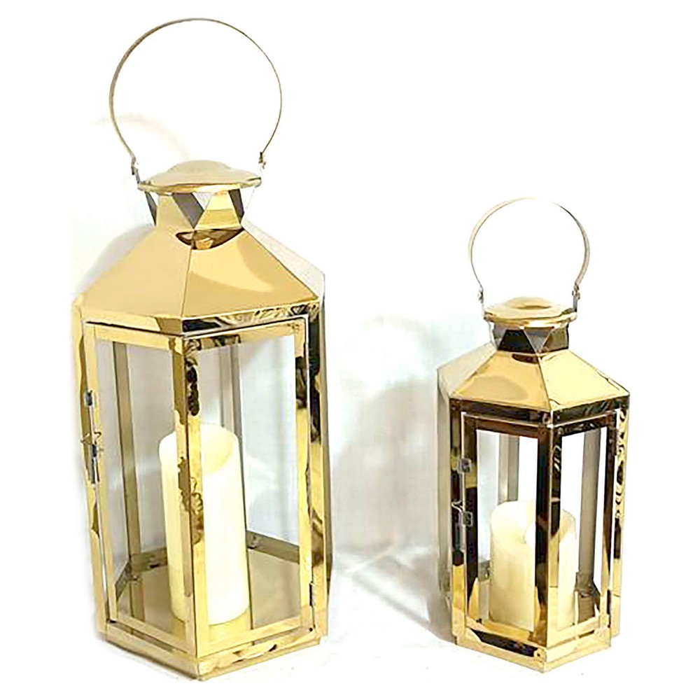 Lykta DKD Home Decor 24 x 21 x 46 cm Glas Gyllene Stål Orientalisk