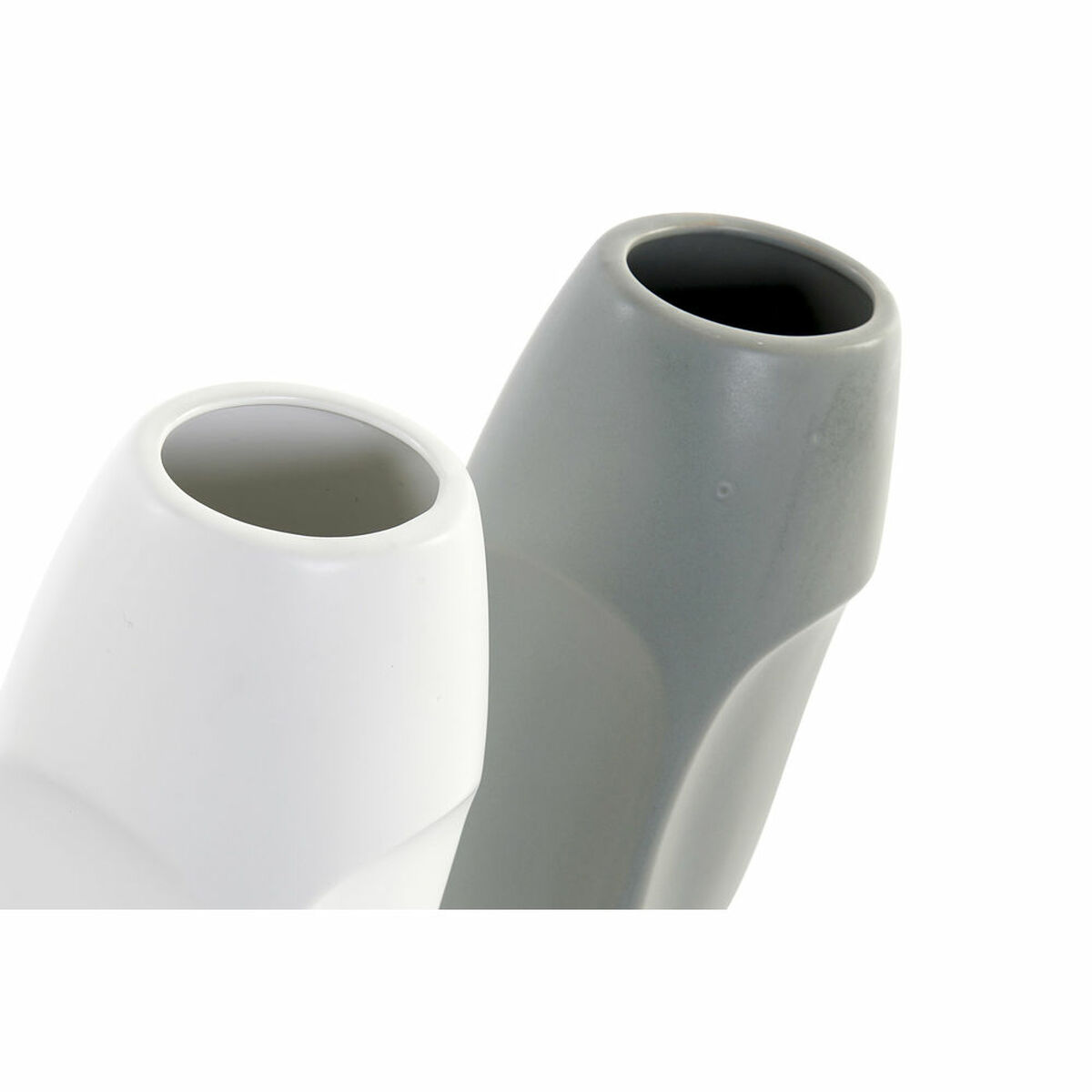 Vas DKD Home Decor Vit Grå Keramik Plast Ansikte 11 x 11 x 26,8 cm (2 antal) - 5