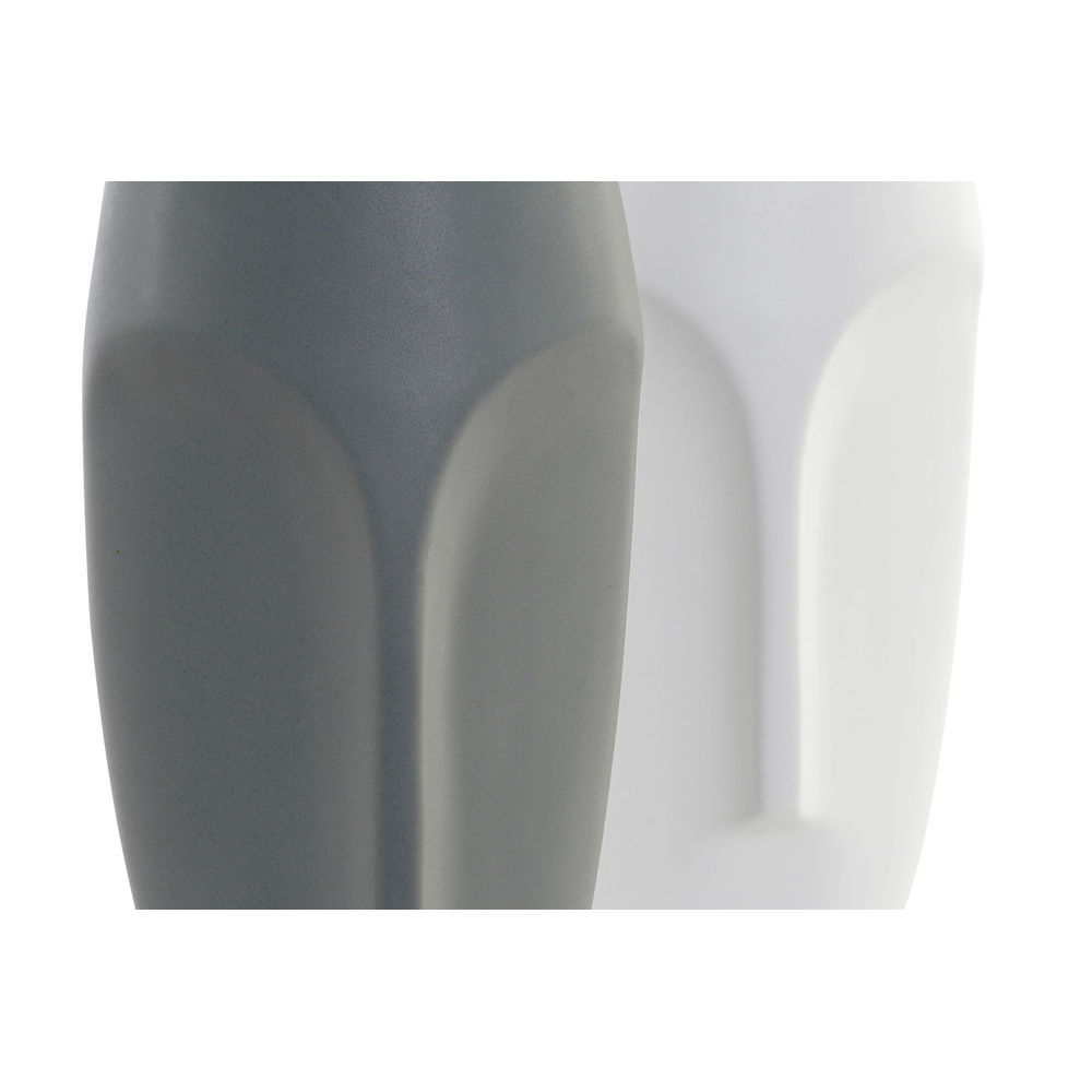 Vas DKD Home Decor Ansikte Keramik Grå Vit 13 x 13 x 34 cm (2 antal) - 3