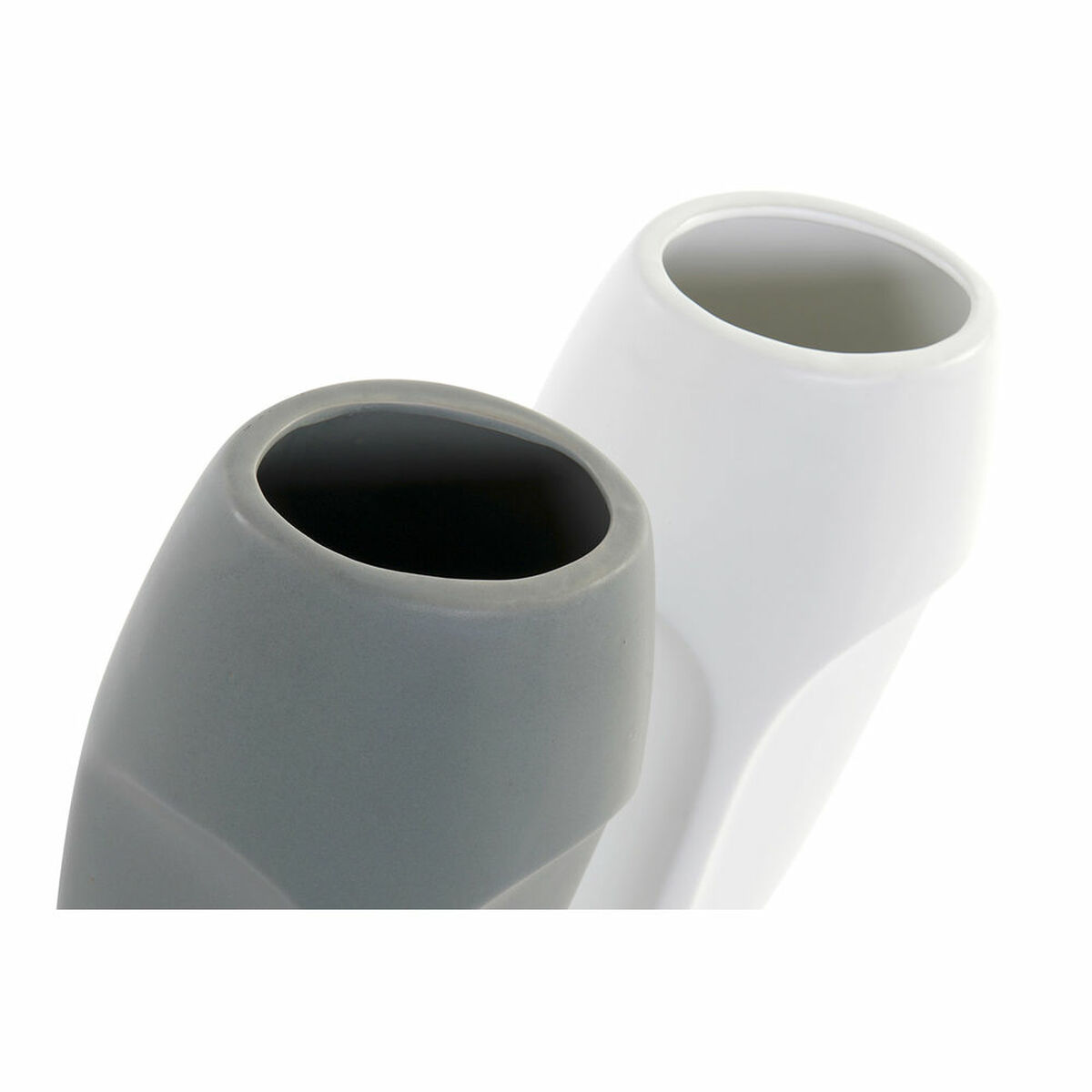 Vas DKD Home Decor Ansikte Keramik Grå Vit 13 x 13 x 34 cm (2 antal) - 5