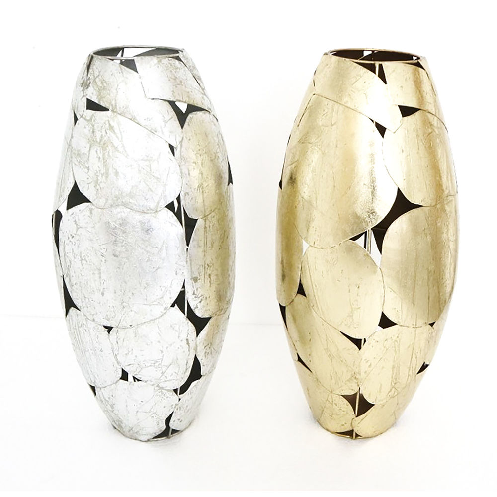 Vas DKD Home Decor 26 x 26 x 56 cm Silvrig Gyllene Metall Modern (2 antal)