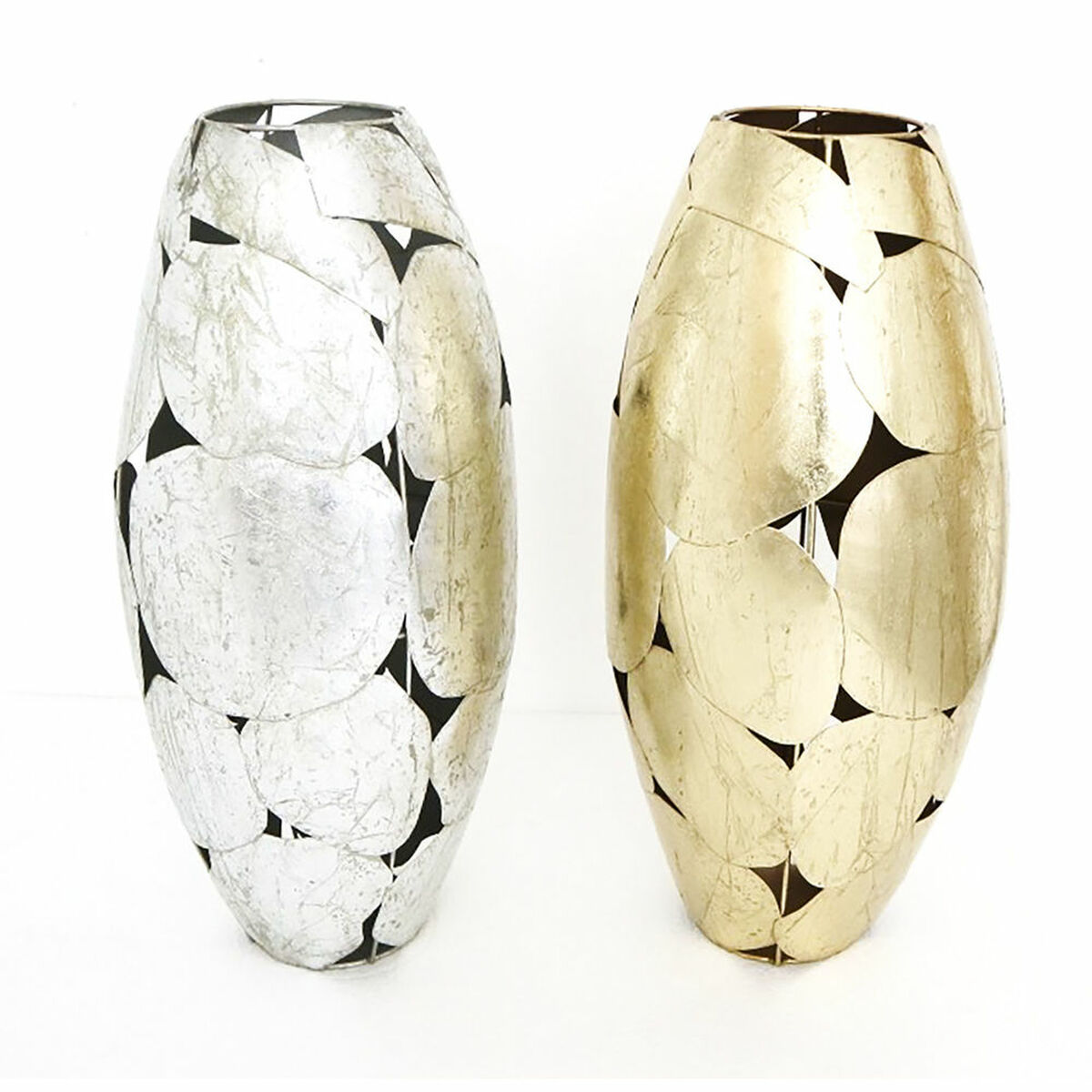 Vas DKD Home Decor 26 x 26 x 56 cm Silvrig Gyllene Metall Modern (2 antal) - 2